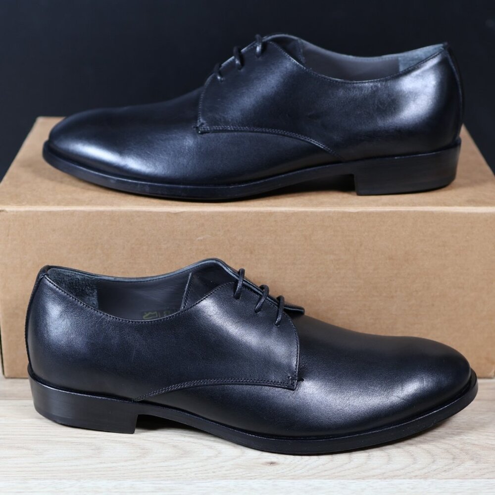 Robert Clergerie Derby Shoes Mens Size 8.5 Black Leather Plain Toe France Made